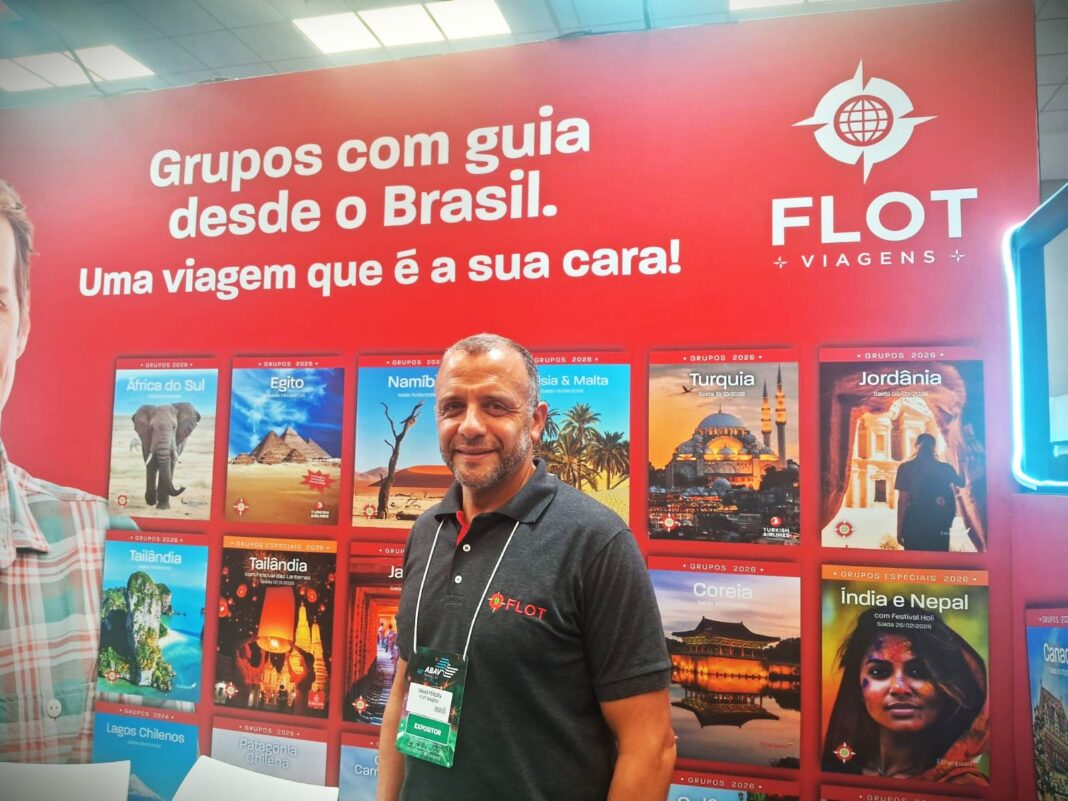 Isaías Pereira, Supervisor de Vendas da Flot, durante a 48ª edição da Abav TravelSP, em Campinas. Crédito: Diário do Turismo