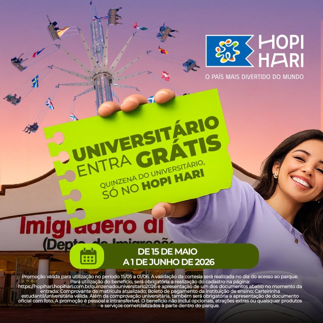 Hopi Hari oferece entrada gratuita para universitários até junho - Crédito: divulgação