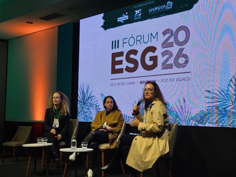 Camilla Barreto, da BLTA, Marina Figueiredo, da Braztoa, e Carolina Negri, do SINDEPAT. Foto: Divulgação - ESG