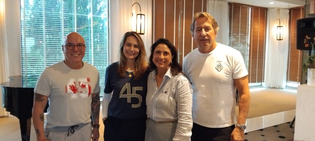 Executivos do Club Med durante a Convenção Expert 2025: Marco Oliva, Rachele Montellano, Patricia Bonetti e Janyck Daudet apresentaram os planos de expansão da marca no Brasil e no mercado internacional. - Crédito: Divulgação.