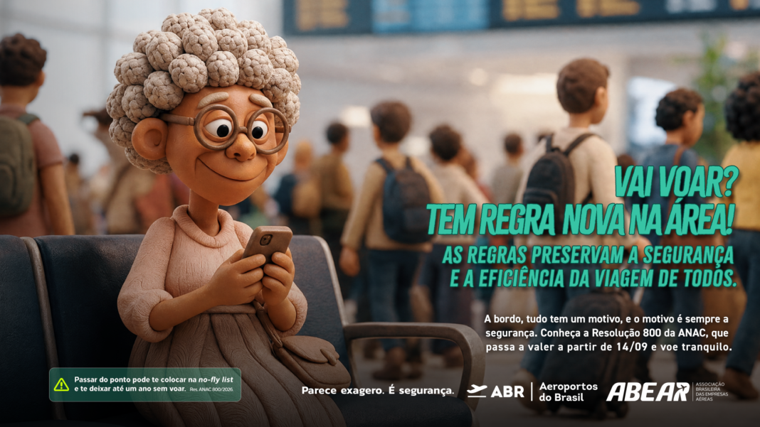 Abear, MPor, Anac e Aeroportos do Brasil lançam campanha para inibir casos de indisciplina no transporte aéreo - Crédito: divulgação