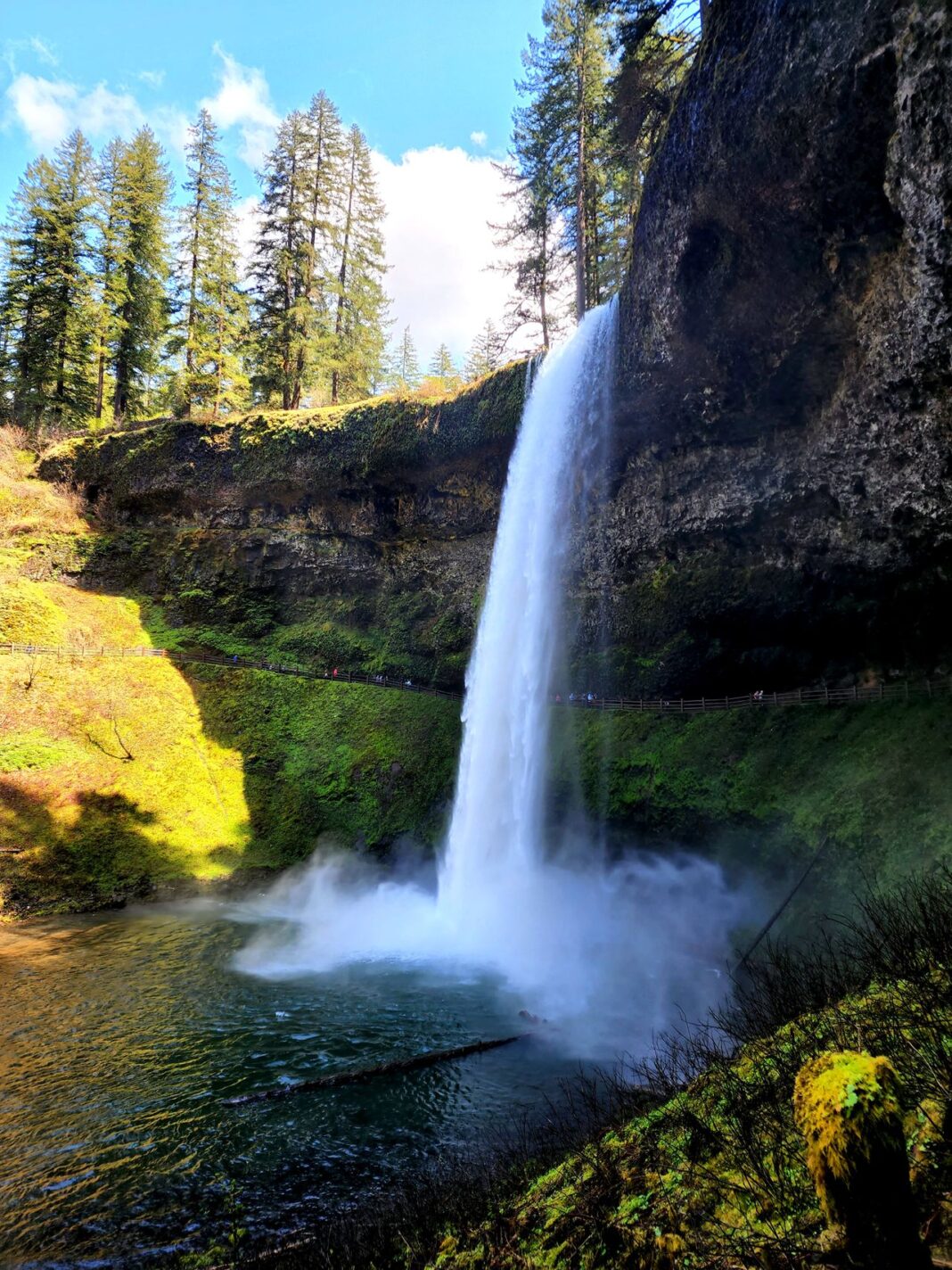 South Falls, cachoeira de aproximadamente 54 metros localizada no Parque Estadual Silver Falls, no Oregon, onde o turista Zachary Nicholas Mertens morreu após cair de uma área interditada — Foto: Sathyaprabha Rakkimuthu/Pexels