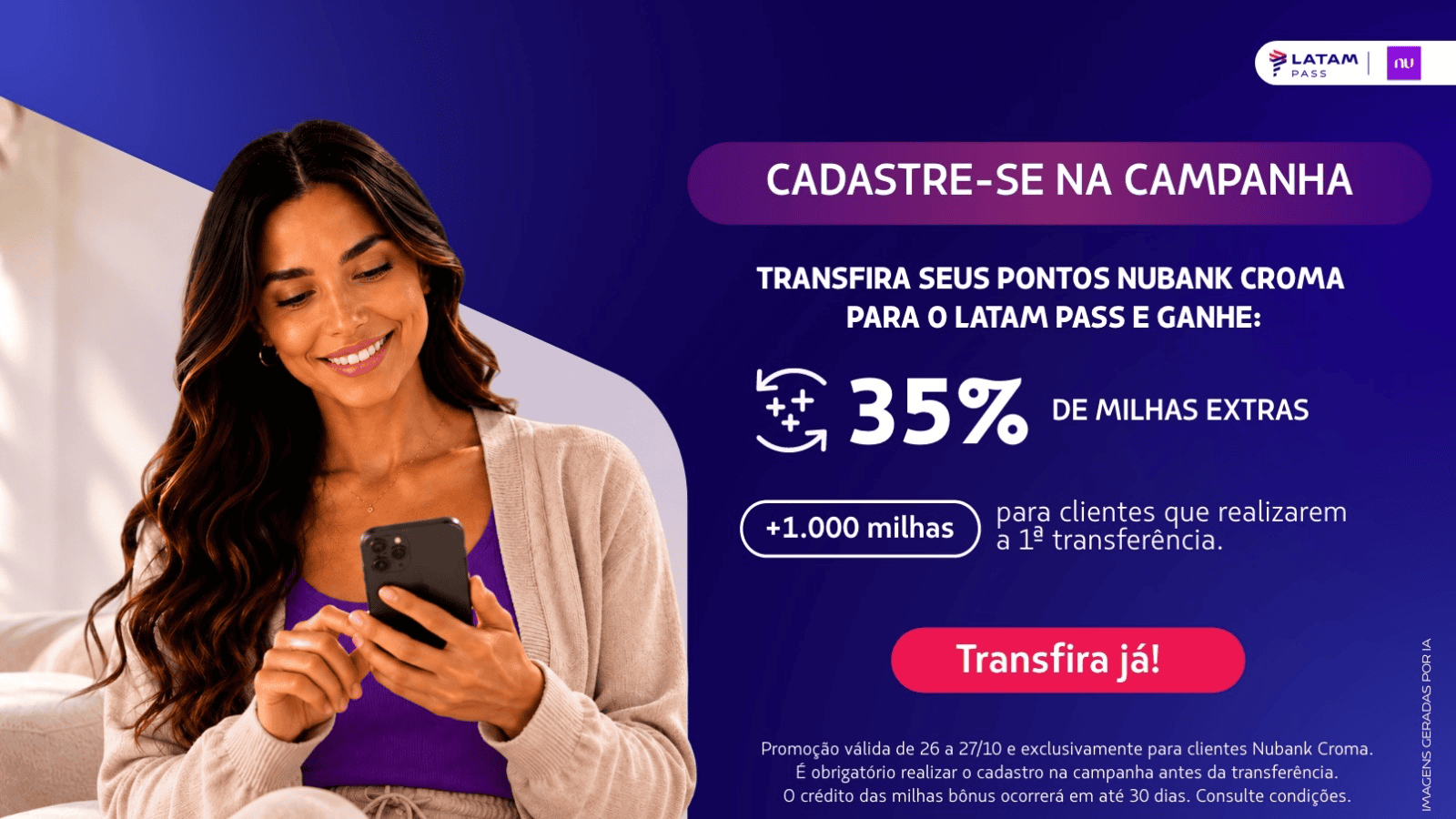 Região: LATAM Pass e Nubank oferecem 35% de bônus em milhas; veja como aproveitar